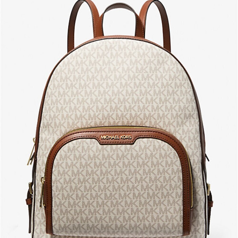 Michael Kors Jaycee Large Logo Backpack Vanilla Natural Nwot